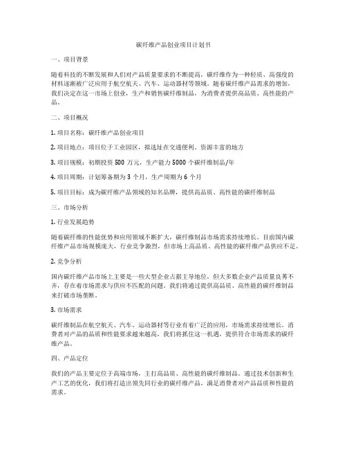 碳纤维产品创业项目计划书