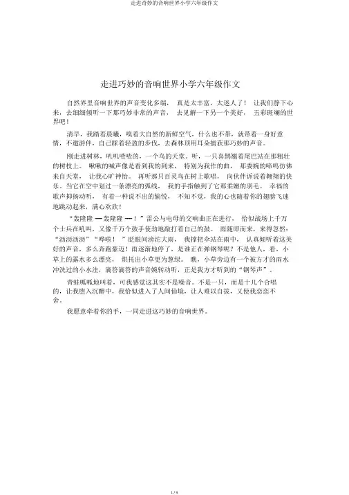 走进奇妙的音响世界小学六年级作文