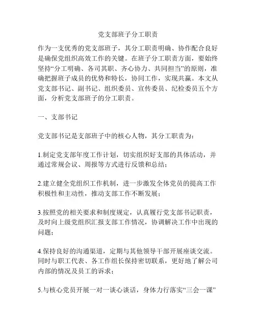 党支部班子分工职责