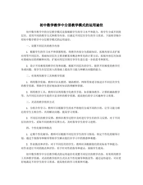 初中数学教学中分层教学模式的运用途径