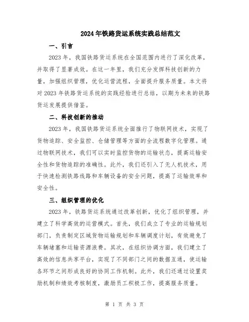 2024年铁路货运系统实践总结范文