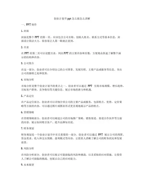 创业计划书ppt怎么做怎么讲解
