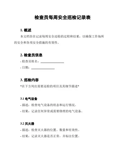 检查员每周安全巡检记录表