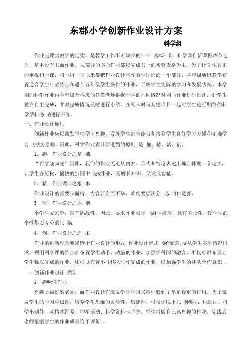 小学创新作业设计方案