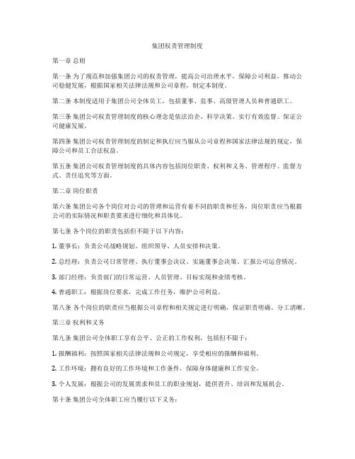 集团权责管理制度