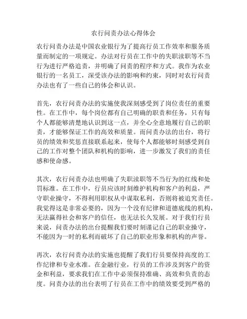 农行问责办法心得体会