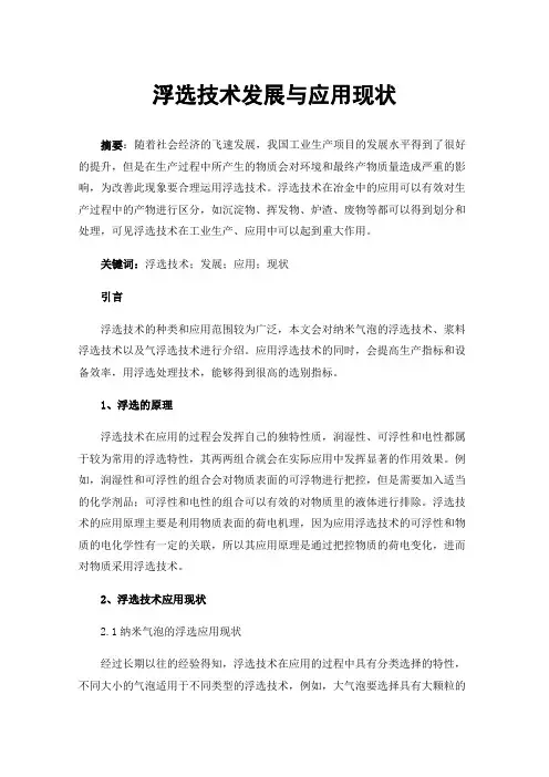 浮选技术发展与应用现状
