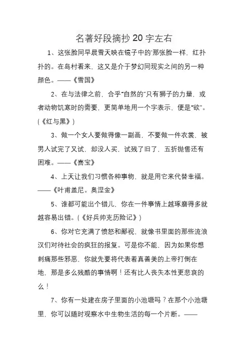 名著好段摘抄20字左右
