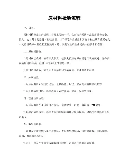 原材料检验流程