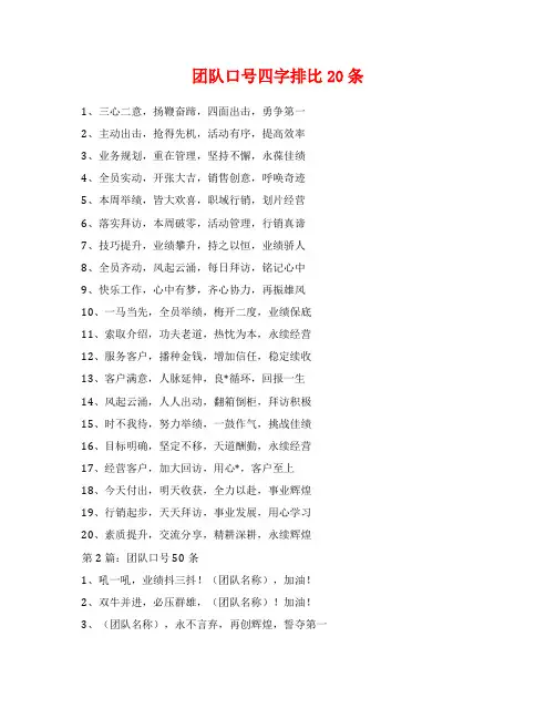 团队口号四字排比20条