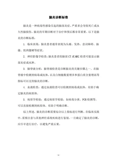 脑炎诊断标准