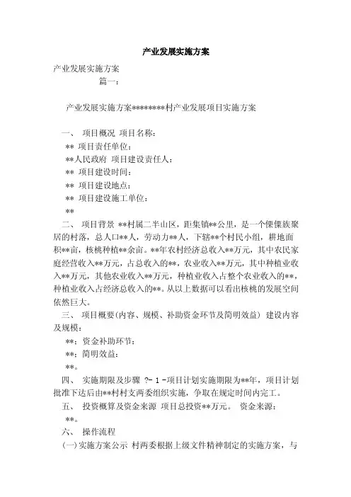 产业发展实施方案