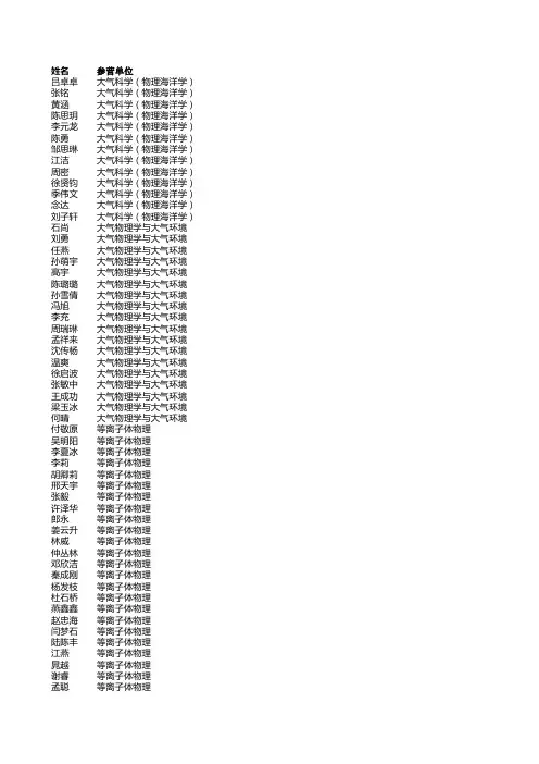北京大学物理系2015年夏令营入营名单教程