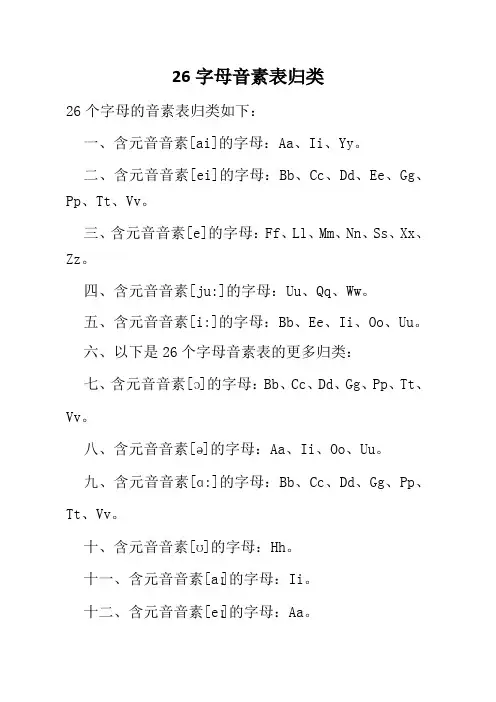 26字母音素表归类