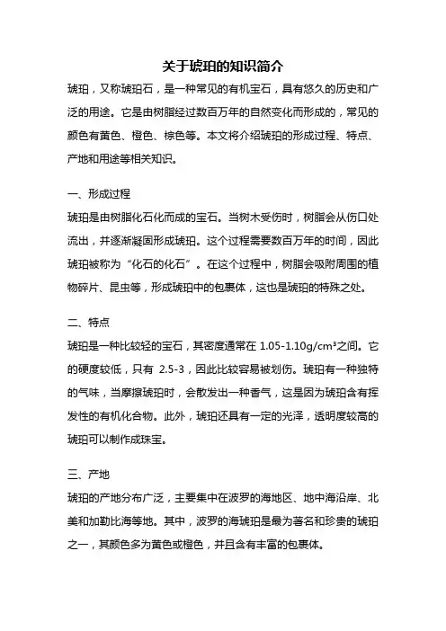 关于琥珀的知识简介