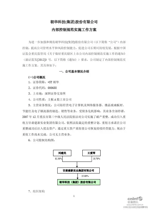 ST朝华内部控制规范实施工作方案