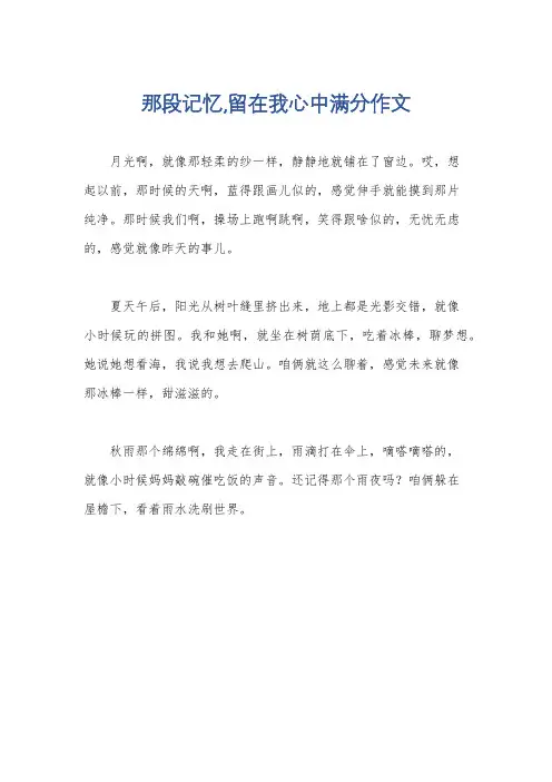 那段记忆,留在我心中满分作文