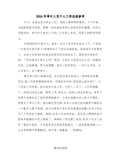 2024年审计人员个人工作总结参考(4篇)