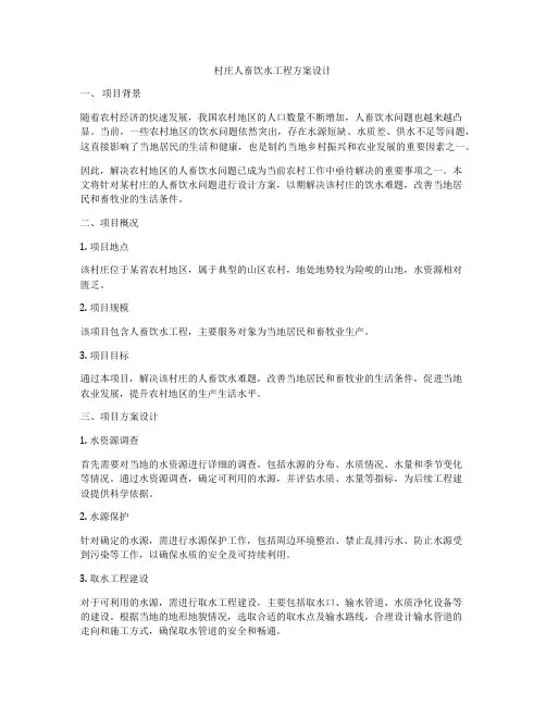 村庄人畜饮水工程方案设计