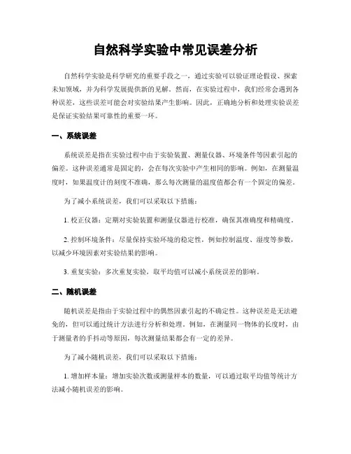 自然科学实验中常见误差分析