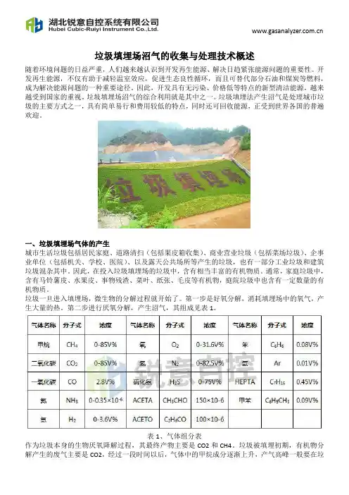 垃圾填埋场沼气的收集与处理技术概述