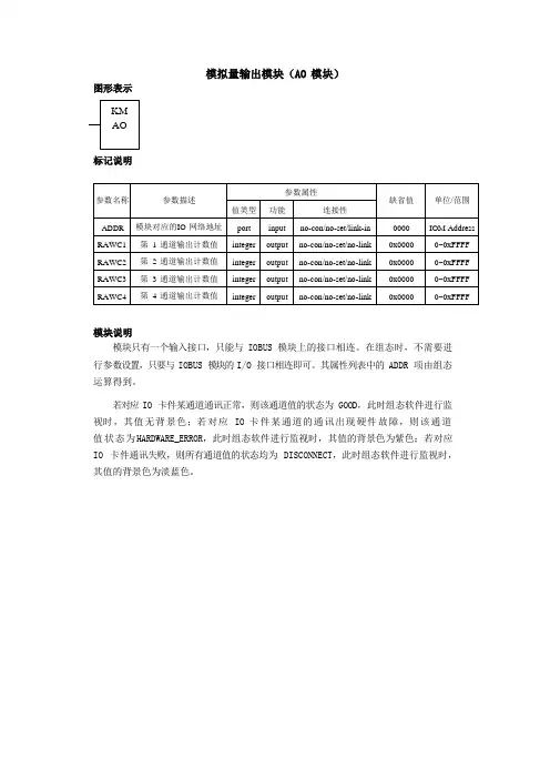 DCS 模拟量输出模块(AO 模块)