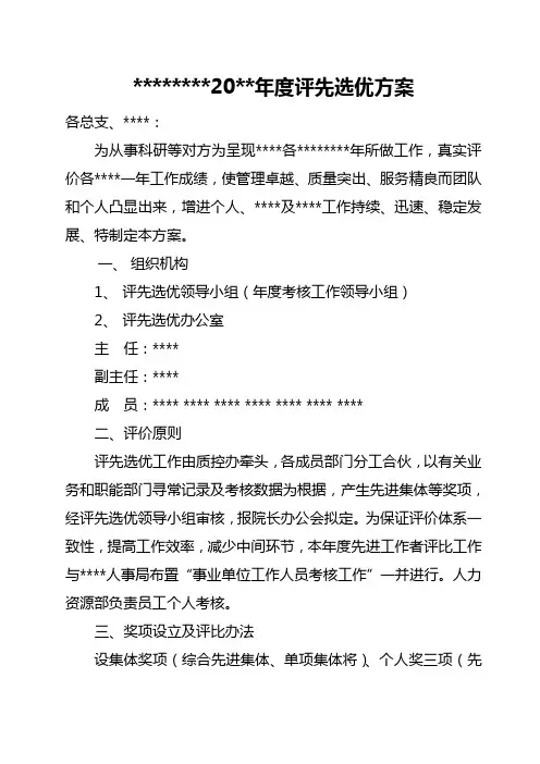 年度评先选优方案样本