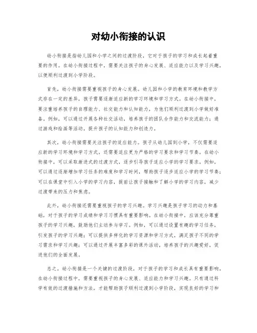 对幼小衔接的认识