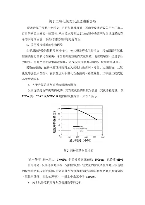 关于二氧化氯对反渗透膜的影响