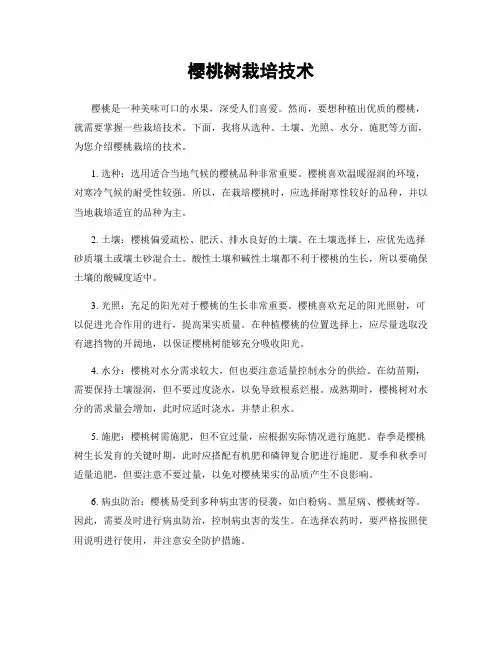 樱桃树栽培技术