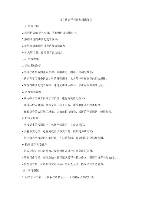 汉字拼音学习计划思维导图