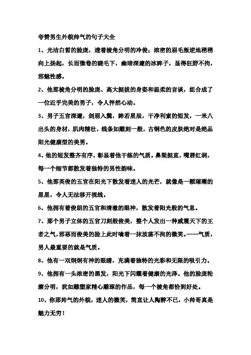 夸赞男生外貌帅气的句子大全