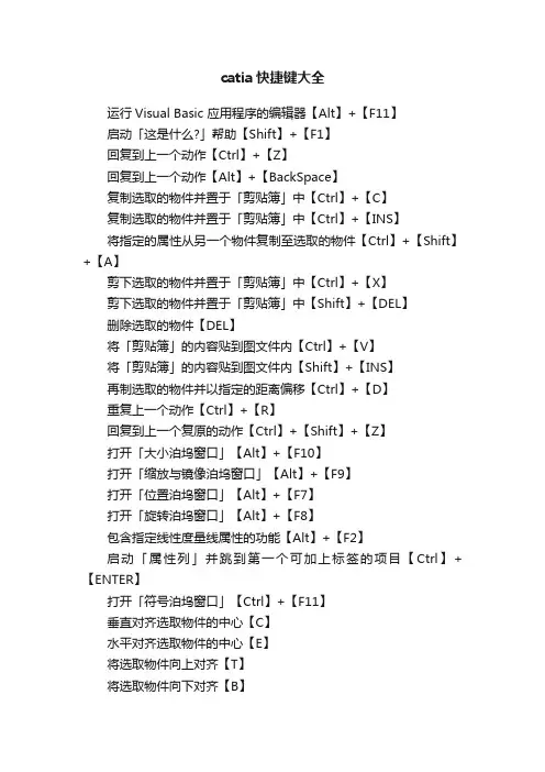 catia快捷键大全