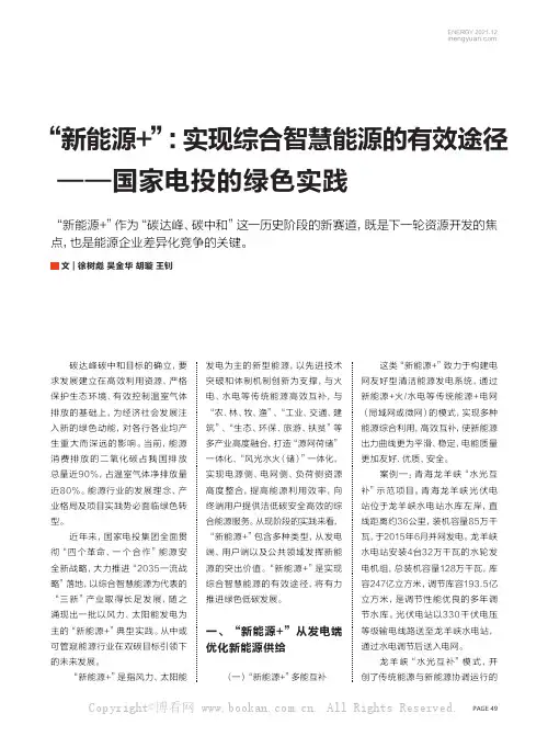 “新能源+”：实现综合智慧能源的有效途径——国家电投的绿色实践