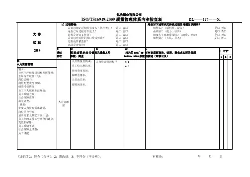 16949内审检查表(SP)