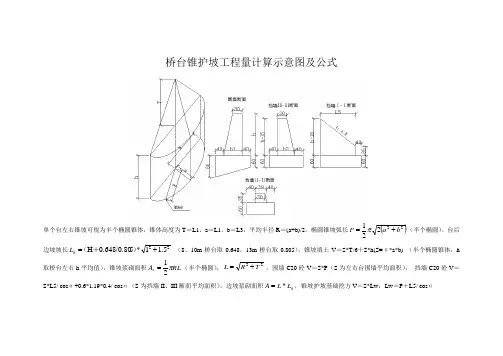 公路桥台锥护坡工程量计算示意图及计算公式