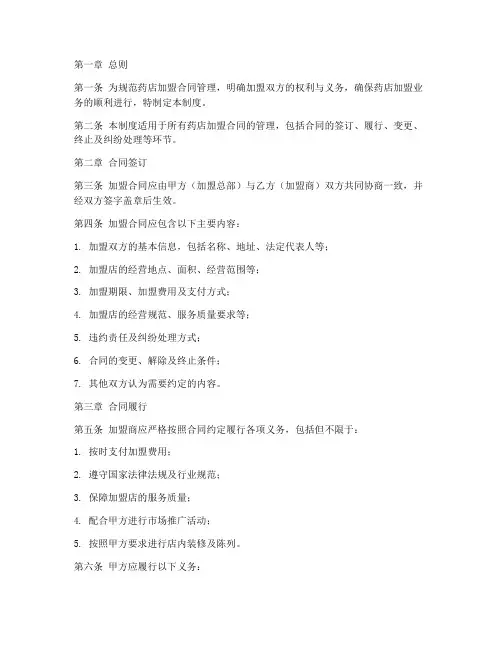 药店加盟合同管理制度模板