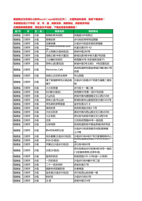 2020新版福建省三明市沙县奶茶行业工商企业公司商家名录名单联系电话号码地址大全46家