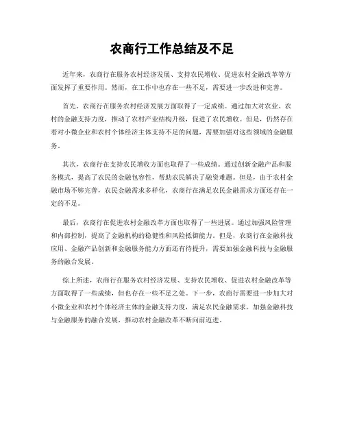农商行工作总结及不足