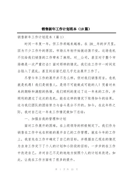 销售新年工作计划范本(10篇)