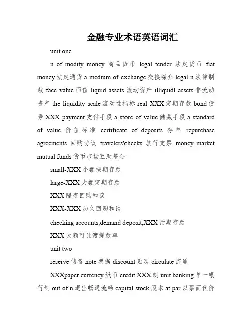 金融专业术语英语词汇