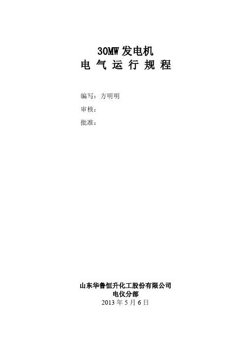 30MW发电机电气运行规程2013.5.14