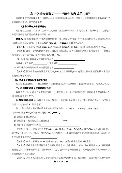 (完整word版)高考复习专题----陌生方程式的书写