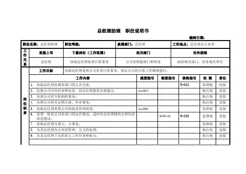 总经理助理职位说明书