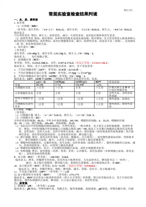 常规试验室检查结果判读