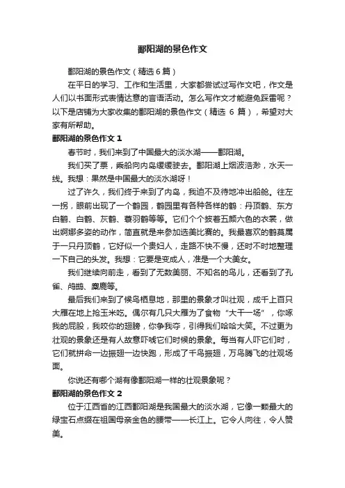 鄱阳湖的景色作文