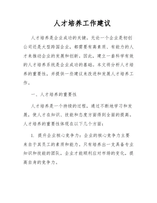 人才培养工作建议