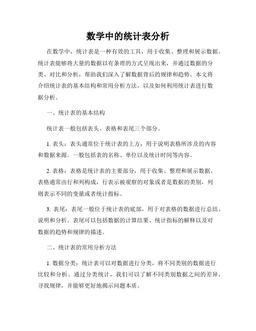 数学中的统计表分析