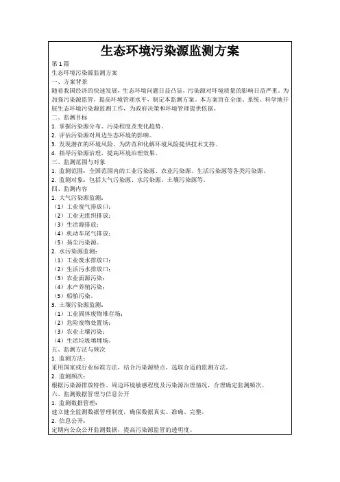 生态环境污染源监测方案