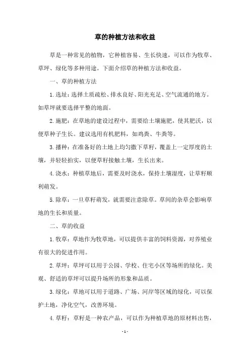 草的种植方法和收益